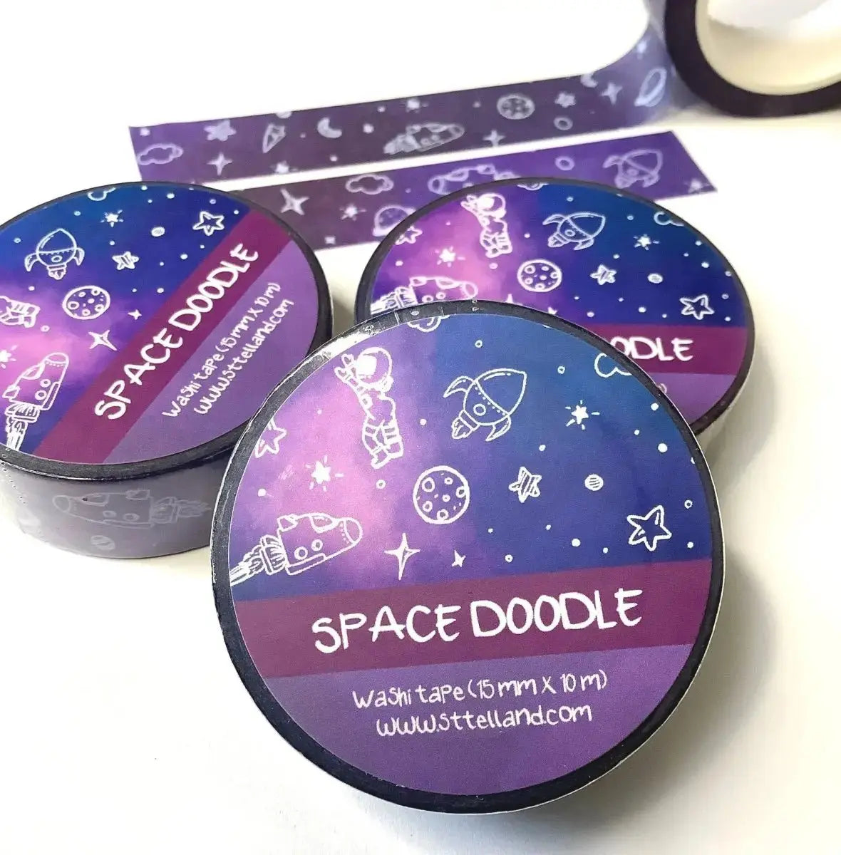 Space Doodles Washi Tape - custom washi tape - Washi Tape - Constellation Tape - Eco Friendly Tape - Art, Deco Gift for Flower Lovers Sttelland Boutique